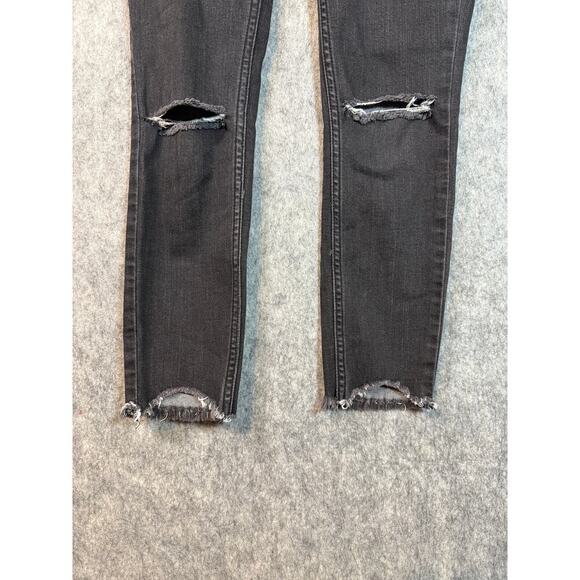 Free People Womens Black Distressed Skinny Jeans - Size 26 - Picture 2 of 6